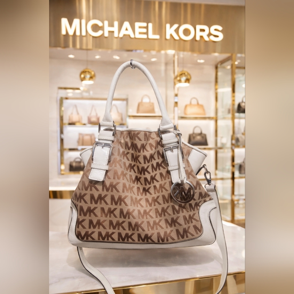 Michael Kors Brown and White Shoulder Bag